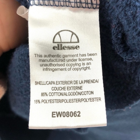 Ellesse Cropped Sweatshirt Fulmire Pullover Top Long Sleeve Red Blue Size Small - Picture 9 of 12